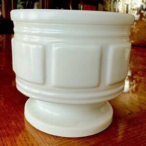 Milk Glass Planter - Geometric Design - Randall Glass Company - Vintage